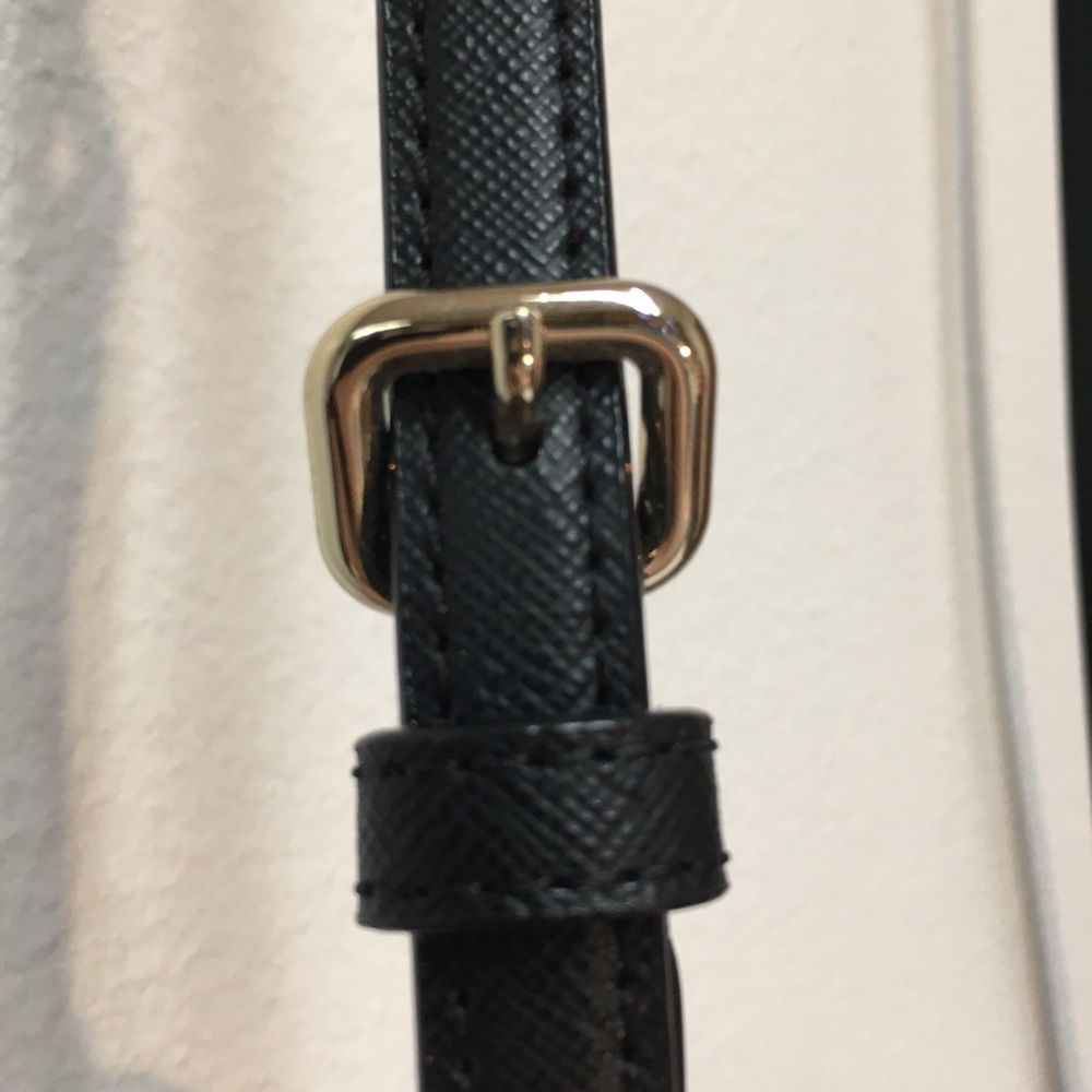 Kate Spade Medium Nylon Crossbody Handbag Black Gold Classic Preppy - Picture 8 of 16